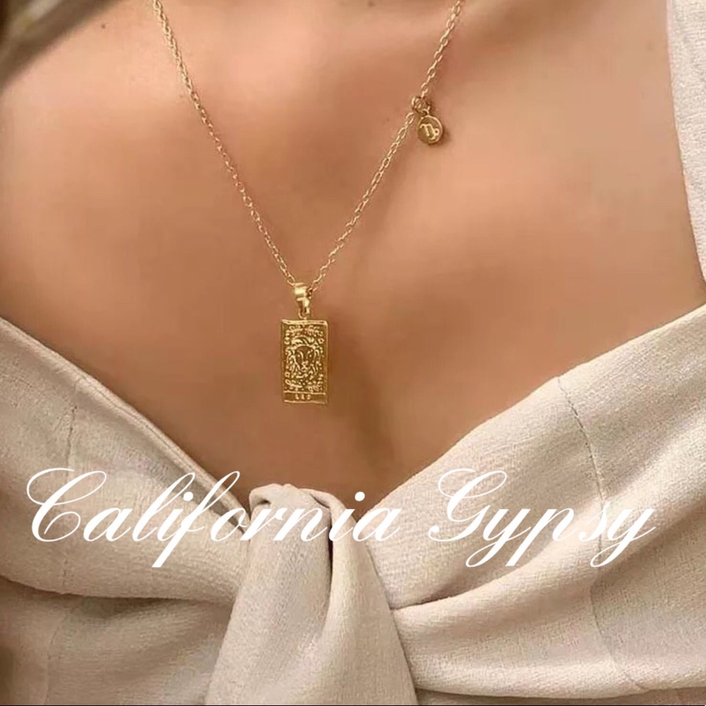 Libra Zodiac Gold Pendant Necklace - Picture 3 of 8